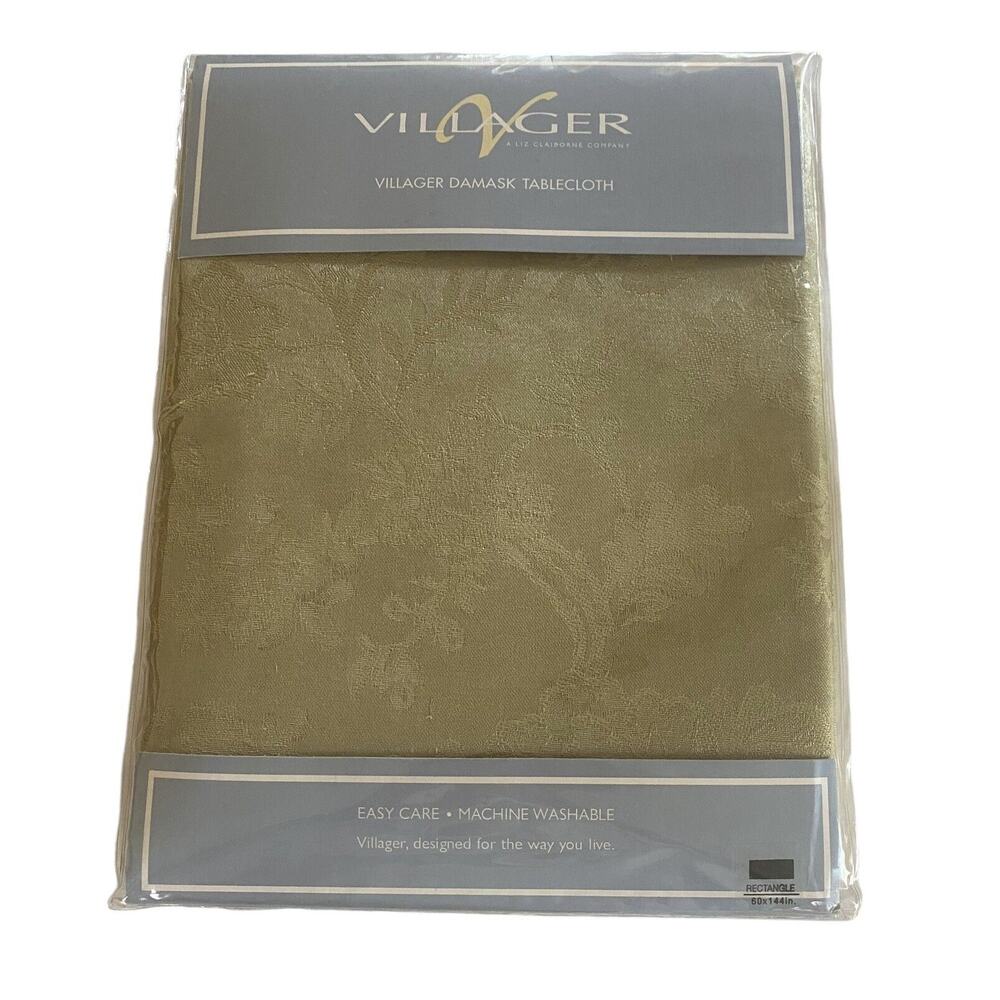 Liz Claiborne Villager Rectangle 60” X 144” Elegant Gold Damask Tablecloth NIP - Picture 11 of 11
